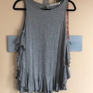 Chelsea Violet Ruffle Grey Top